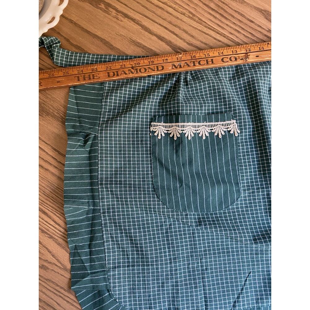 Vintage Cotton Half Apron Handmade Vintage Apron White Cottagecore Kitchen - Picture 4 of 5